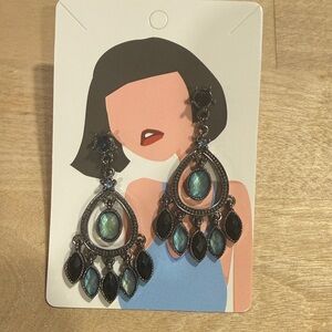Black and Blue Dangle Earrings